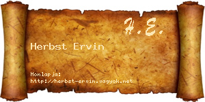 Herbst Ervin névjegykártya